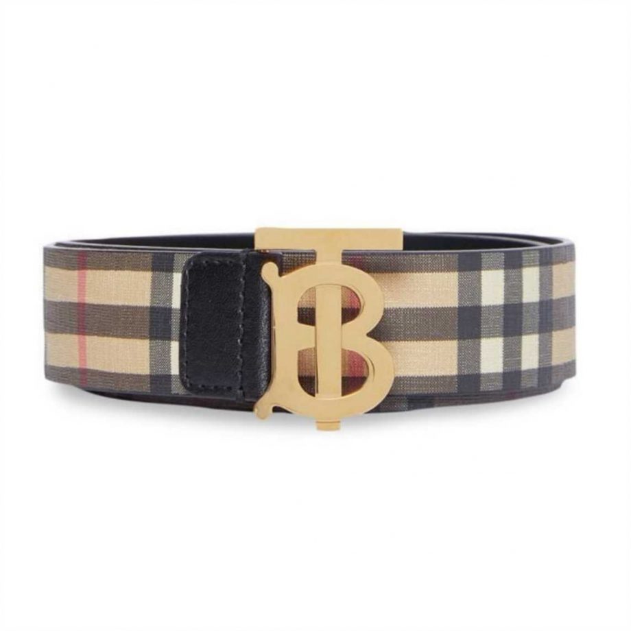 Burberry Reversible Monogram Motif Vintage Check Belt in Archive Beige - BEL007