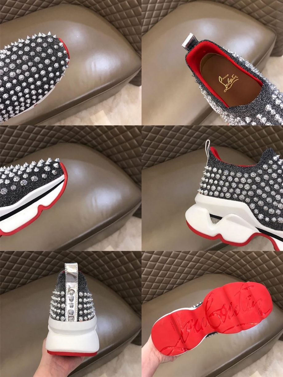 Christian Louboutin Grey Spike Sock Sneaker- Cl027