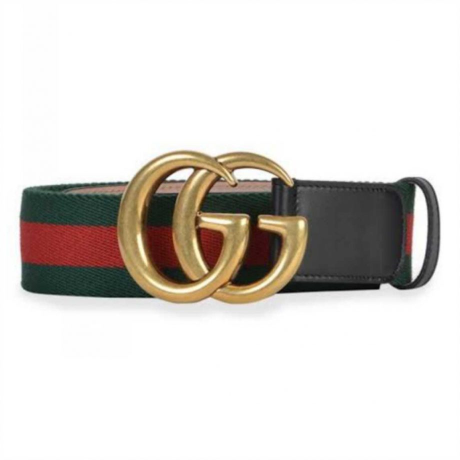 Gucci GG Belt Cuir Green/red Leather Nero - BG32