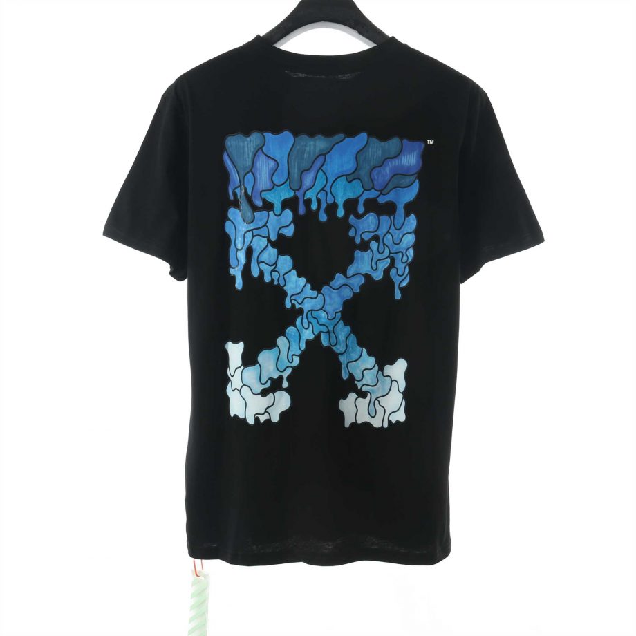 Off White Blue Marker Slim Cotton Jersey T-shirt Black/blue - OFW010