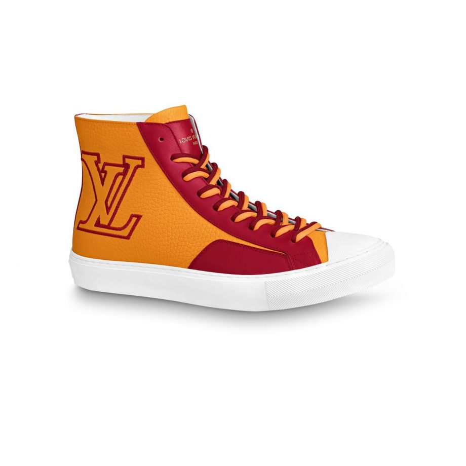 Louis Vuitton Sneakers Boots Red And Yellow Grained Calf Leather - Lsvt097