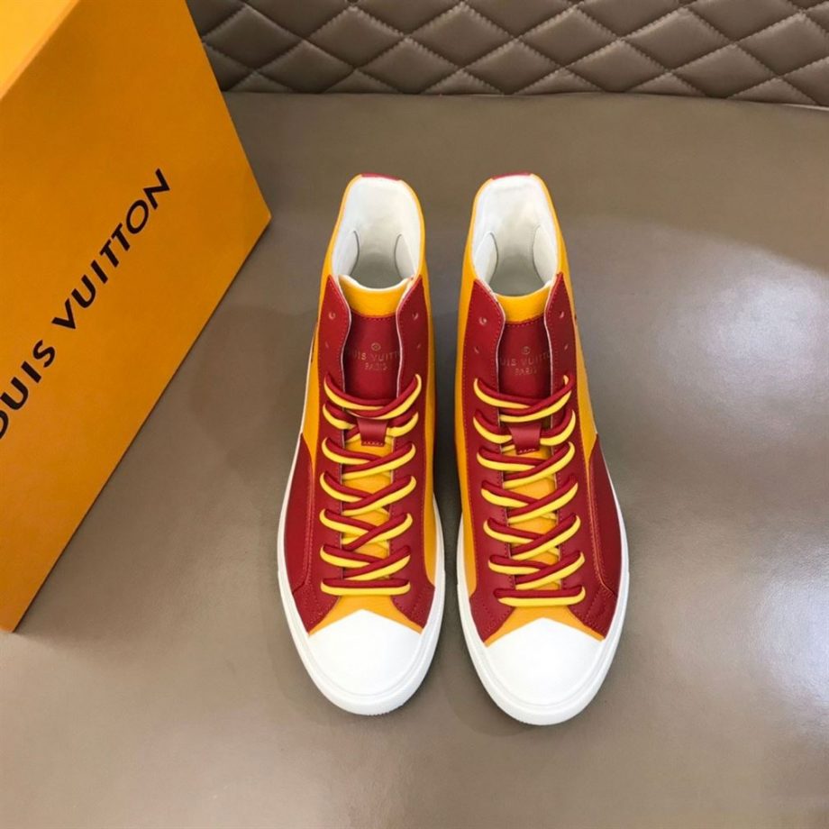 Louis Vuitton Sneakers Boots Red And Yellow Grained Calf Leather - Lsvt097