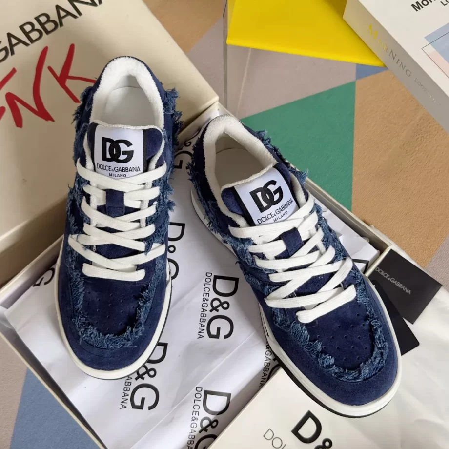 D&G New Roma Fray-trim Denim Sneakers - DG291