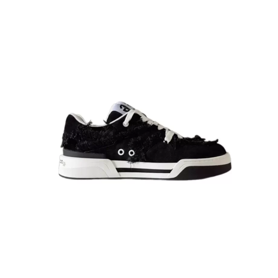 D&G New Roma Fray-trim Sneakers in Black - DG290