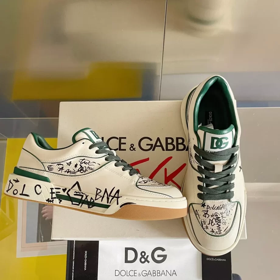 DG Tenis Cano Baixo New Roma in White and Green - DG285