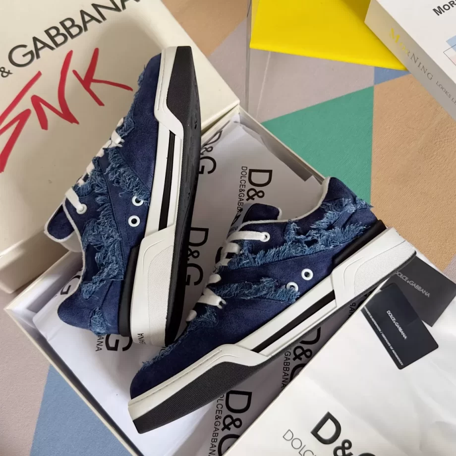 D&G New Roma Fray-trim Denim Sneakers - DG291