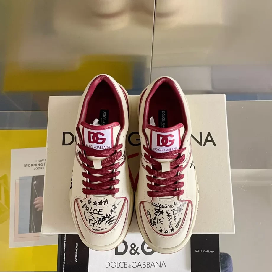 D&G Cano Baixo New Roman in White and Red- DG284