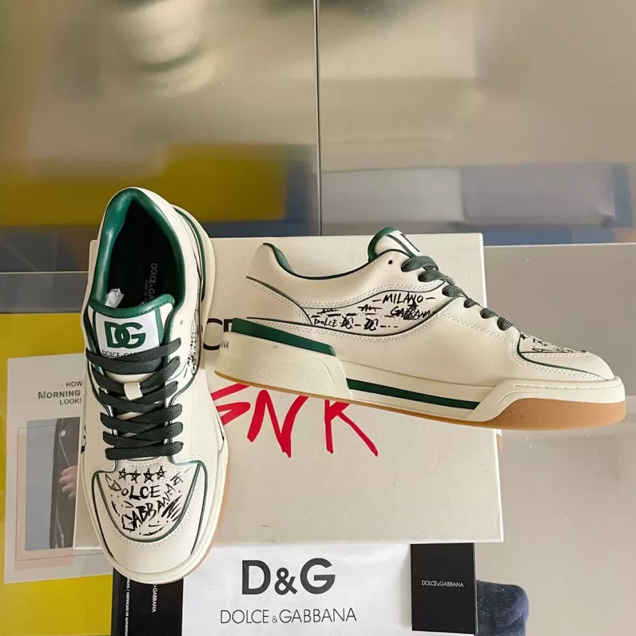 DG Tenis Cano Baixo New Roma in White and Green - DG285