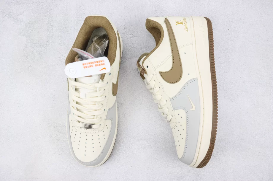 LV x Nike Air Force 1 Cream and Brown - AF012