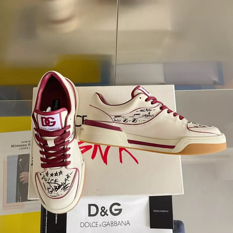 D&G Cano Baixo New Roman in White and Red- DG284