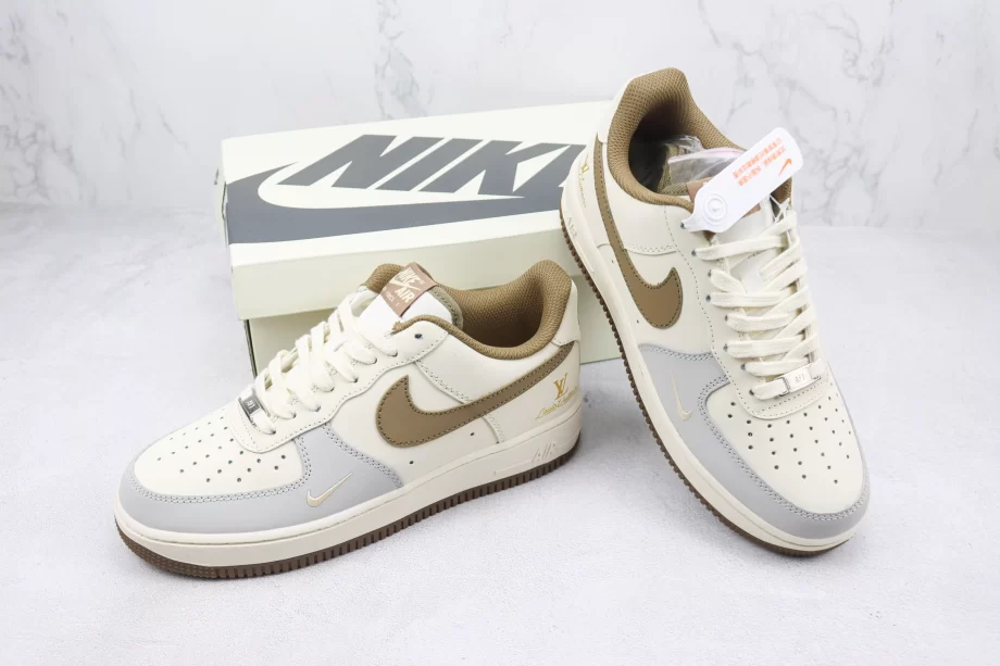 LV x Nike Air Force 1 Cream and Brown - AF012