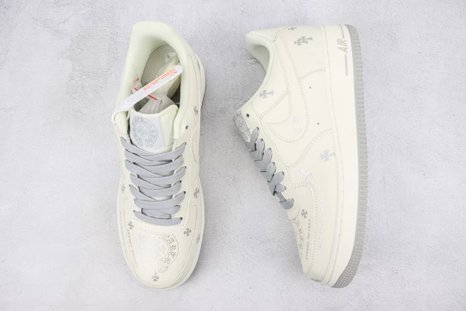 Nike Air Force 1 White Silver Printed - AF051