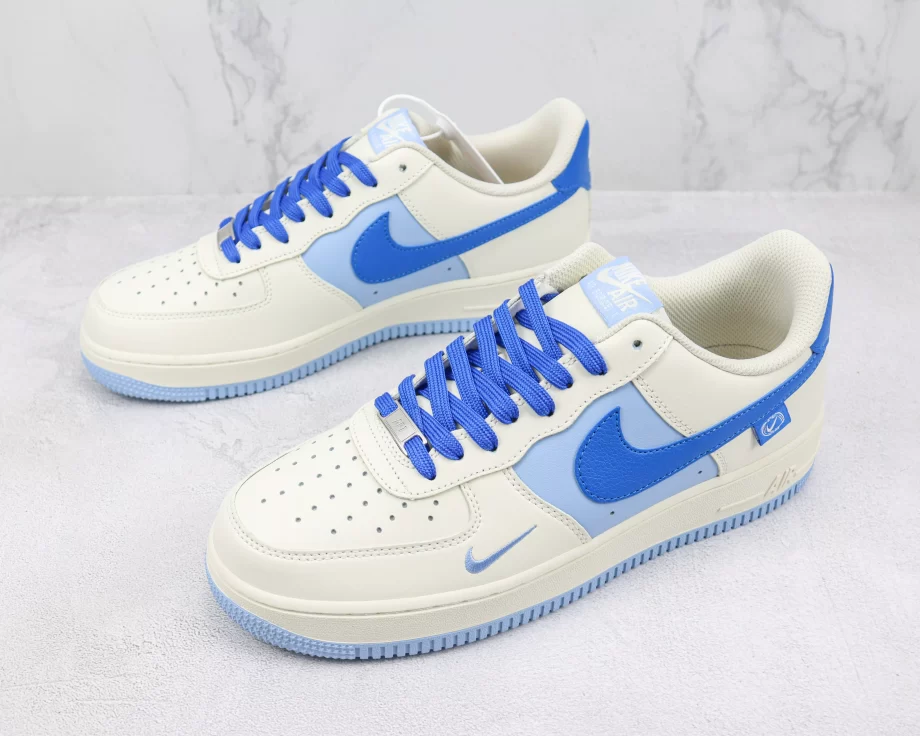 Nike AF1 Low in White Blue and Dark Blue - AF067