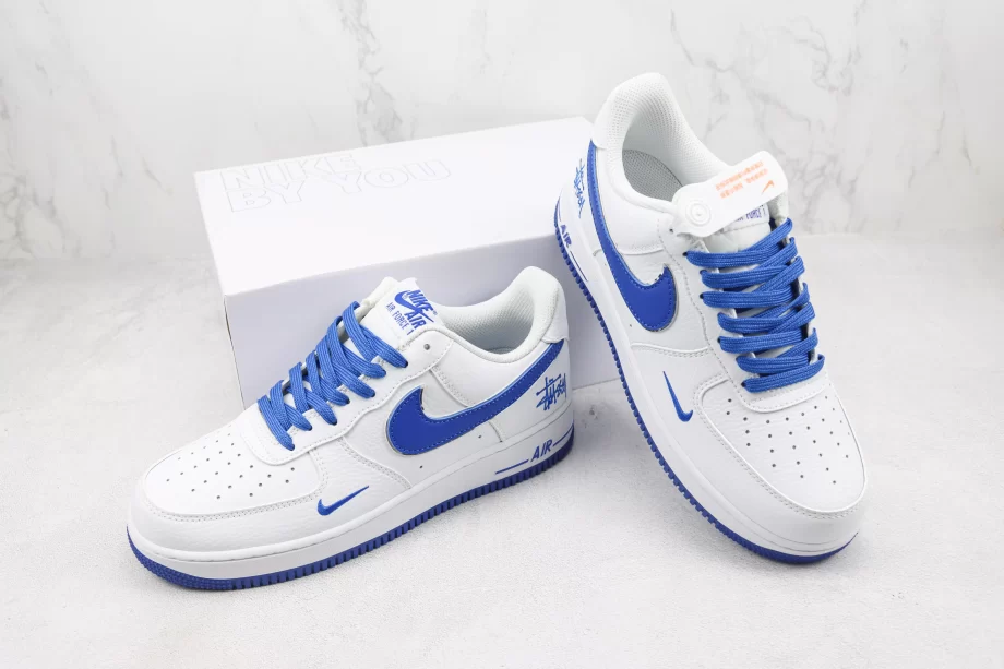 Nike Air Force 1 Low White Blue Custom - AF054