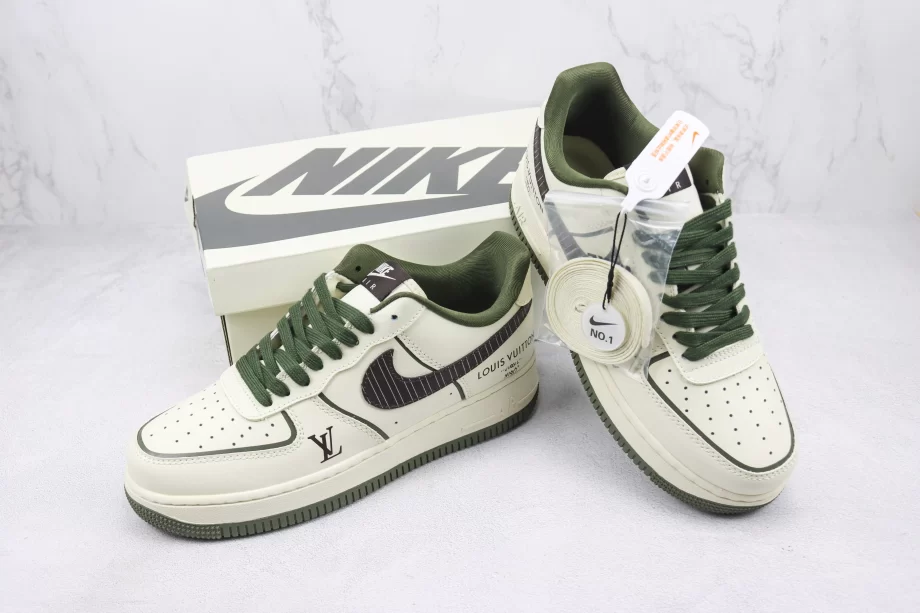 LV x Nike Air Force 1 Beige Army Green - AF059