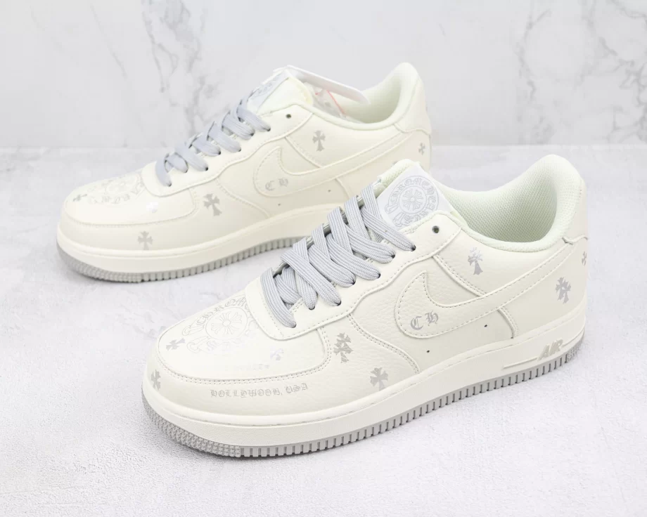 Nike Air Force 1 White Silver Printed - AF051