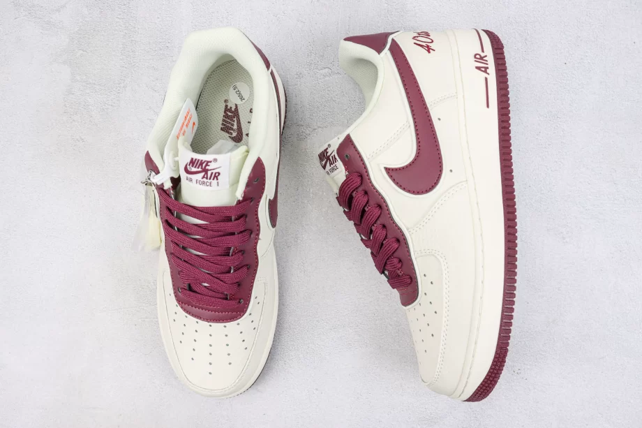 Nike AF1 Beige Dark Beetroot '40TH' - AF097