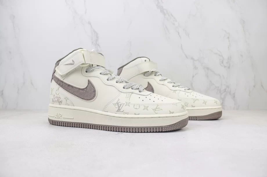 LV x Nike Air Force 1 Mid White Brown - AF152