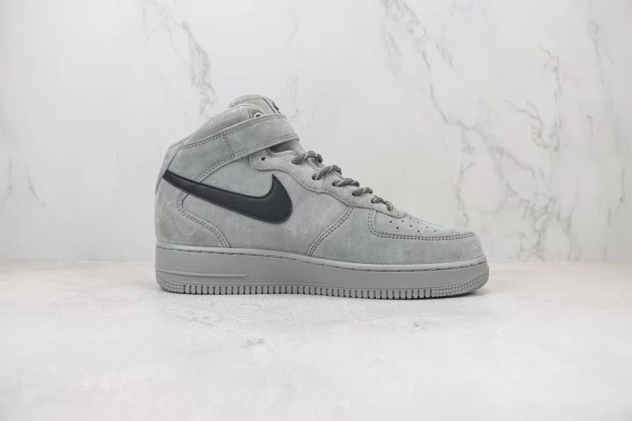 Nike Air Force 1 Mid Grey Black Swoosh - AF157