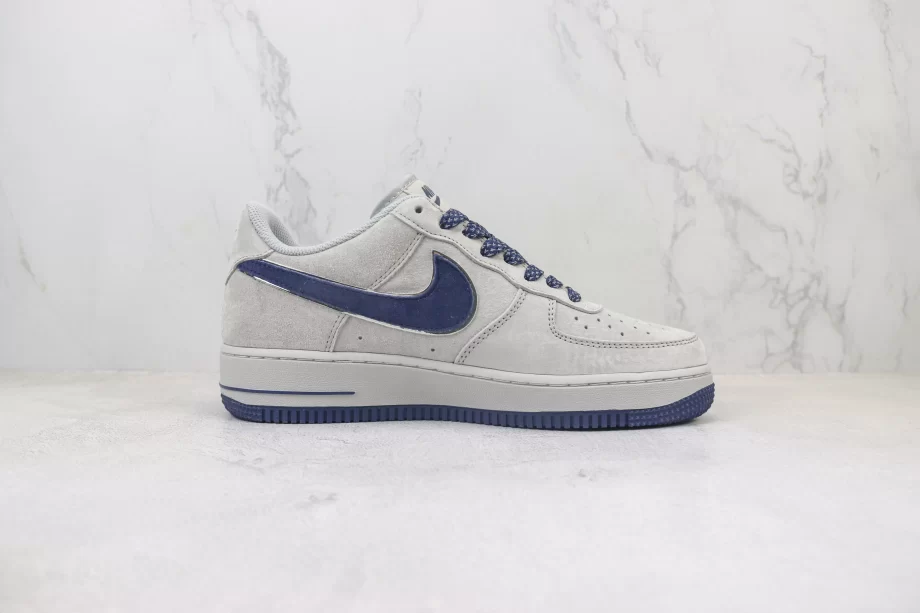 Nike Air Force 1 Low Light Grey Navy Swoosh - AF176