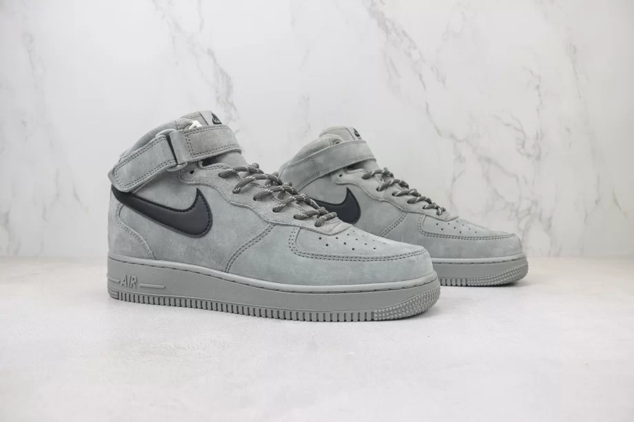 Nike Air Force 1 Mid Grey Black Swoosh - AF157