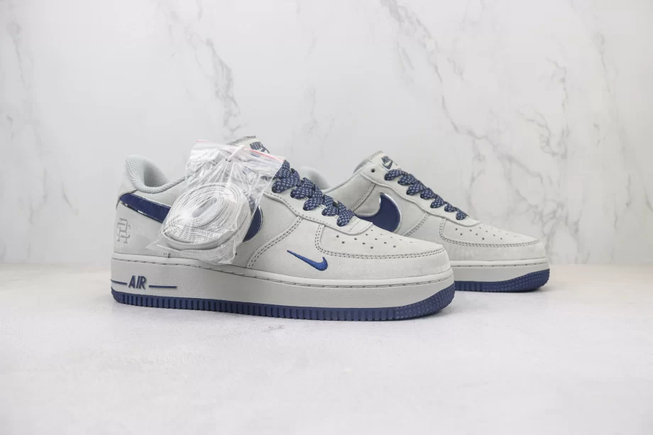 Nike Air Force 1 Low Light Grey Navy Swoosh - AF176