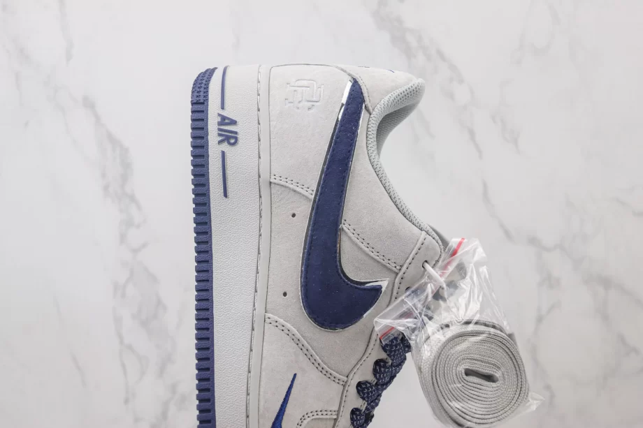 Nike Air Force 1 Low Light Grey Navy Swoosh - AF176