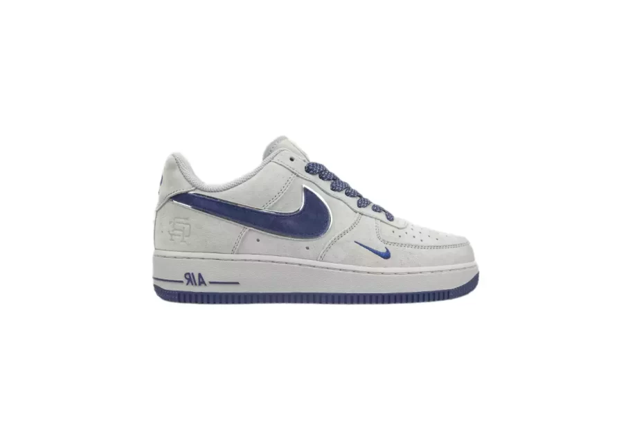 Nike Air Force 1 Low Light Grey Navy Swoosh - AF176