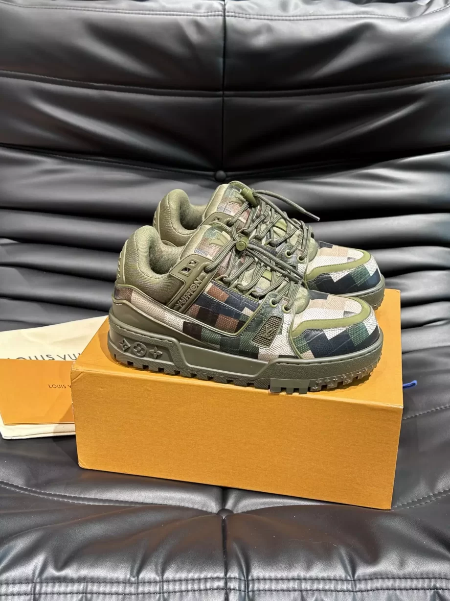 LV Trainer Maxi Sneaker Khaki Green Calf Leather - LSVT222