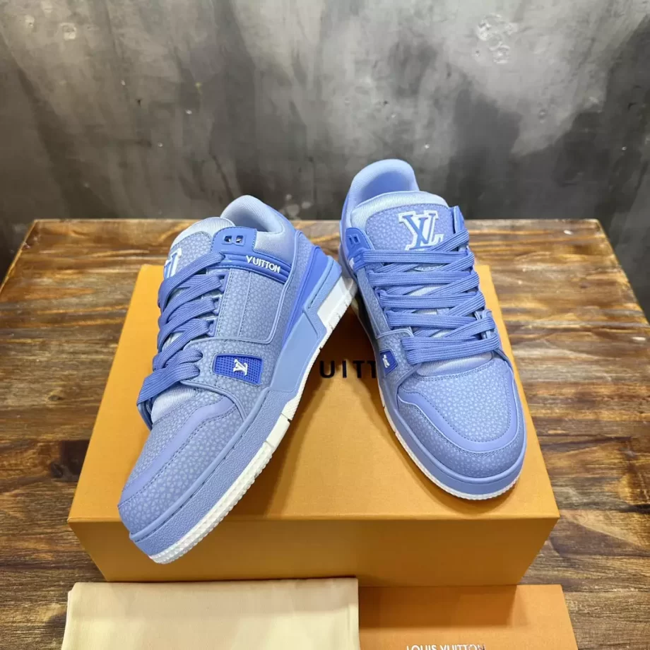 LV Trainer Sneaker Blue Grained Calf Leather - LSVT254