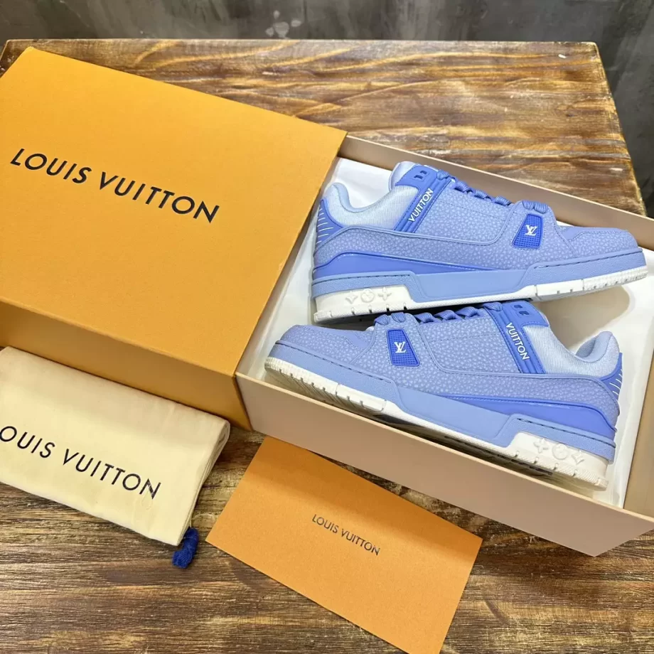 LV Trainer Sneaker Blue Grained Calf Leather - LSVT254