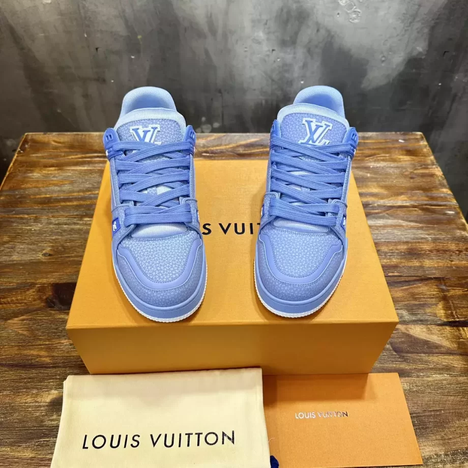 LV Trainer Sneaker Blue Grained Calf Leather - LSVT254