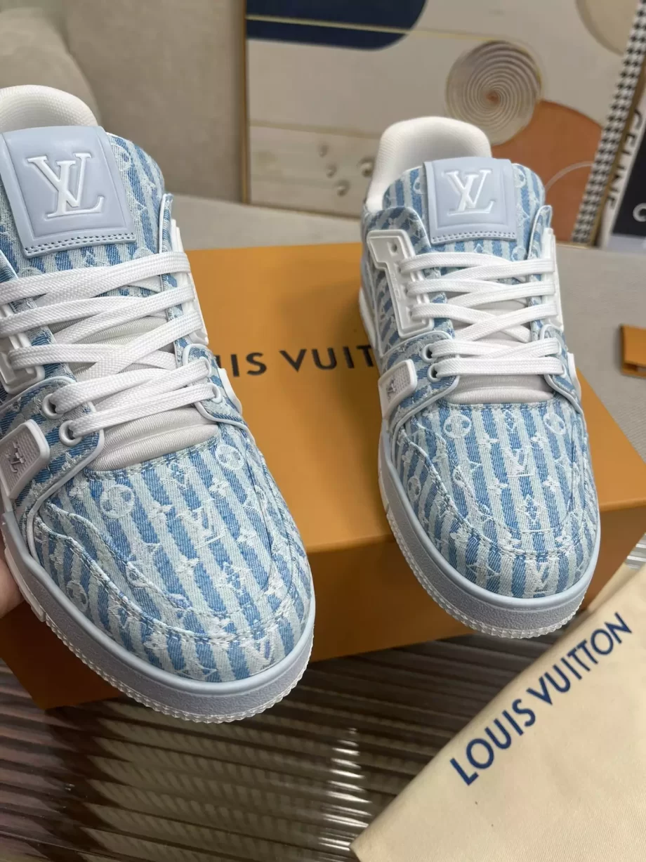 LV Trainer Sneaker Blue Mini Monogram Textile