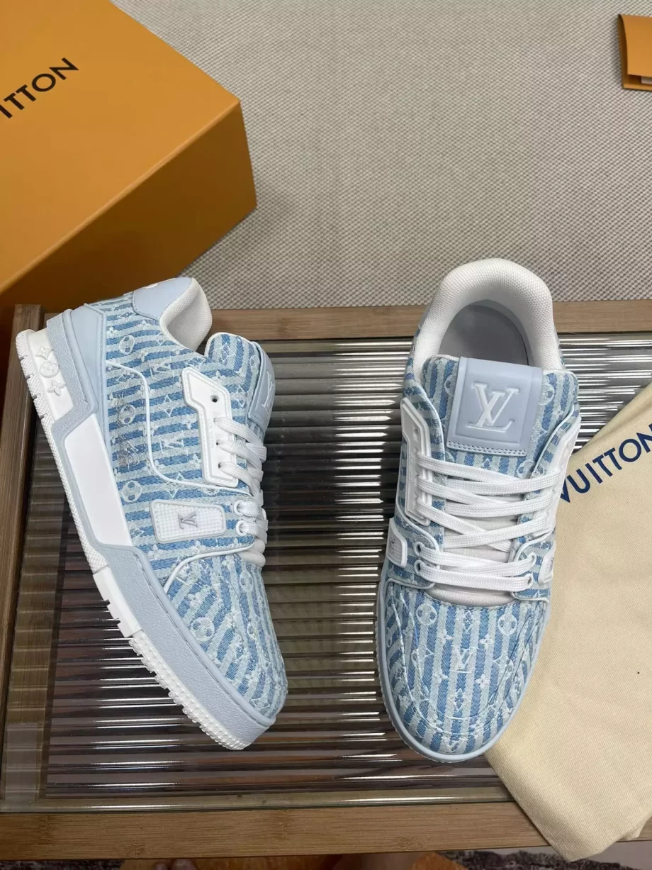 LV Trainer Sneaker Blue Mini Monogram Textile