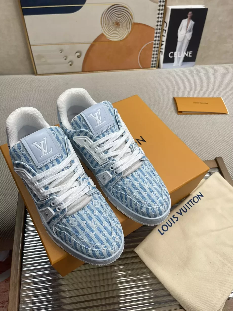 LV Trainer Sneaker Blue Mini Monogram Textile