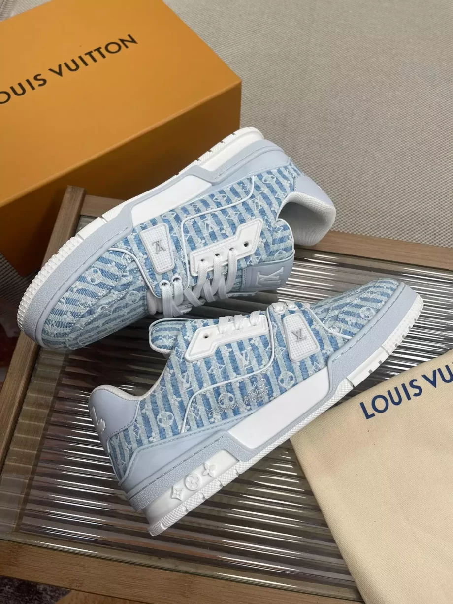 LV Trainer Sneaker Blue Mini Monogram Textile