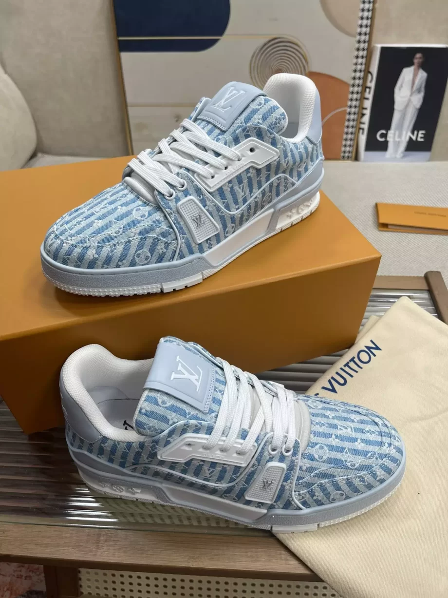 LV Trainer Sneaker Blue Mini Monogram Textile