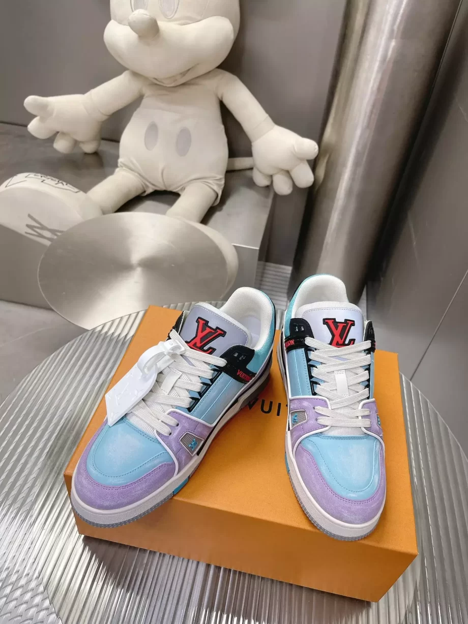 LV Trainer Sneaker Blue Vintage Effect Calf Leather - LSVT217