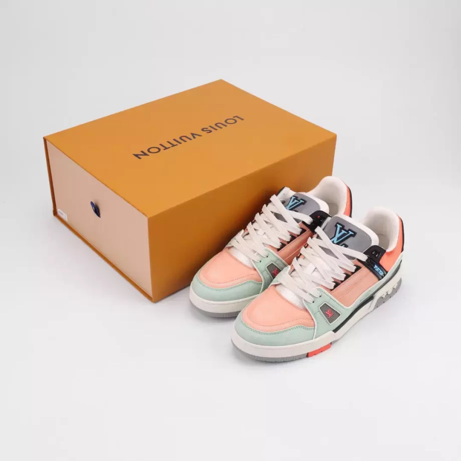 LV Trainer Sneaker Orange Vintage Effect Calf Leather