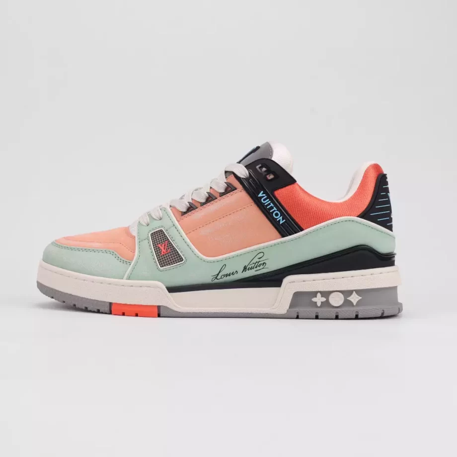 LV Trainer Sneaker Orange Vintage Effect Calf Leather