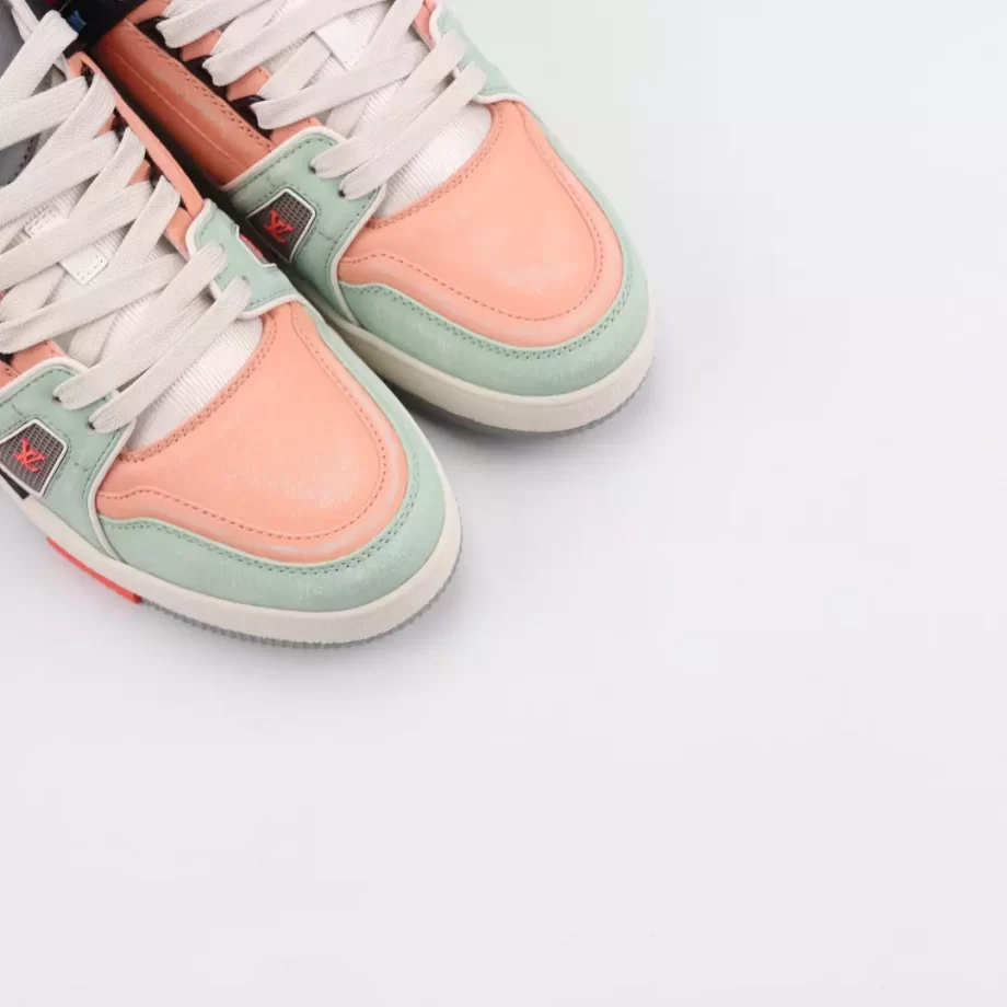 LV Trainer Sneaker Orange Vintage Effect Calf Leather