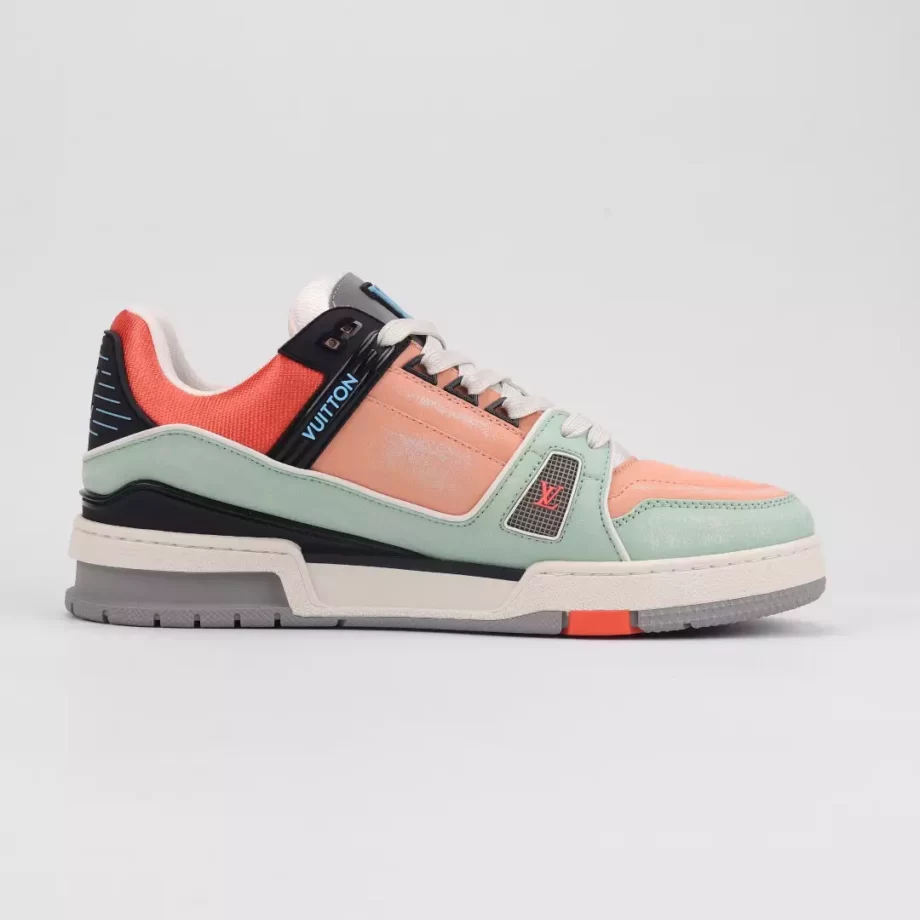 LV Trainer Sneaker Orange Vintage Effect Calf Leather