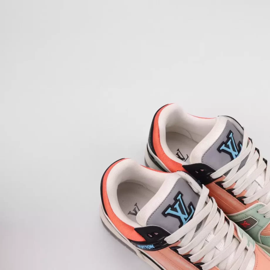 LV Trainer Sneaker Orange Vintage Effect Calf Leather