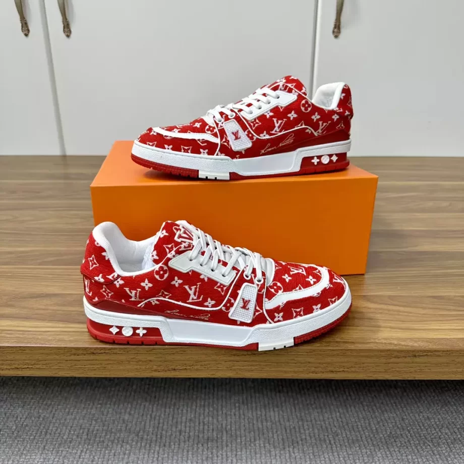 LV Trainer Sneaker Red Monogram Textile - LSVT263