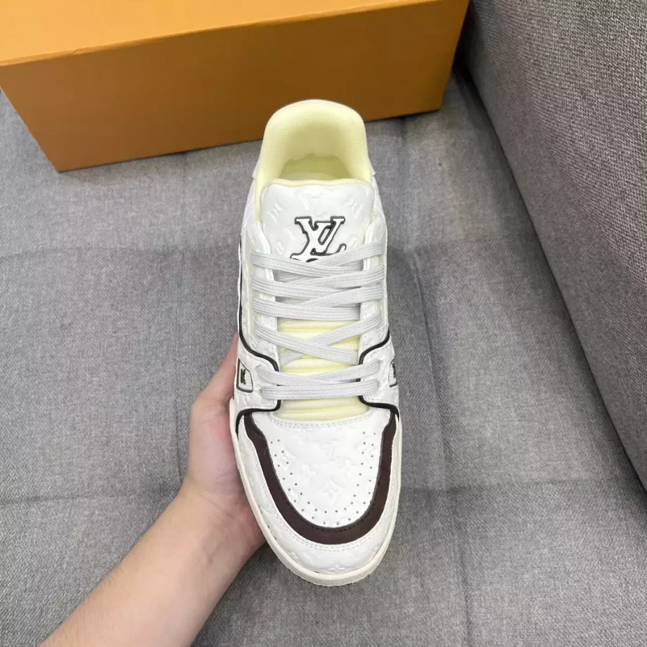 LV x Tyler Trainer Sneaker White Monogram Embossed Calf Leather - LSVT215