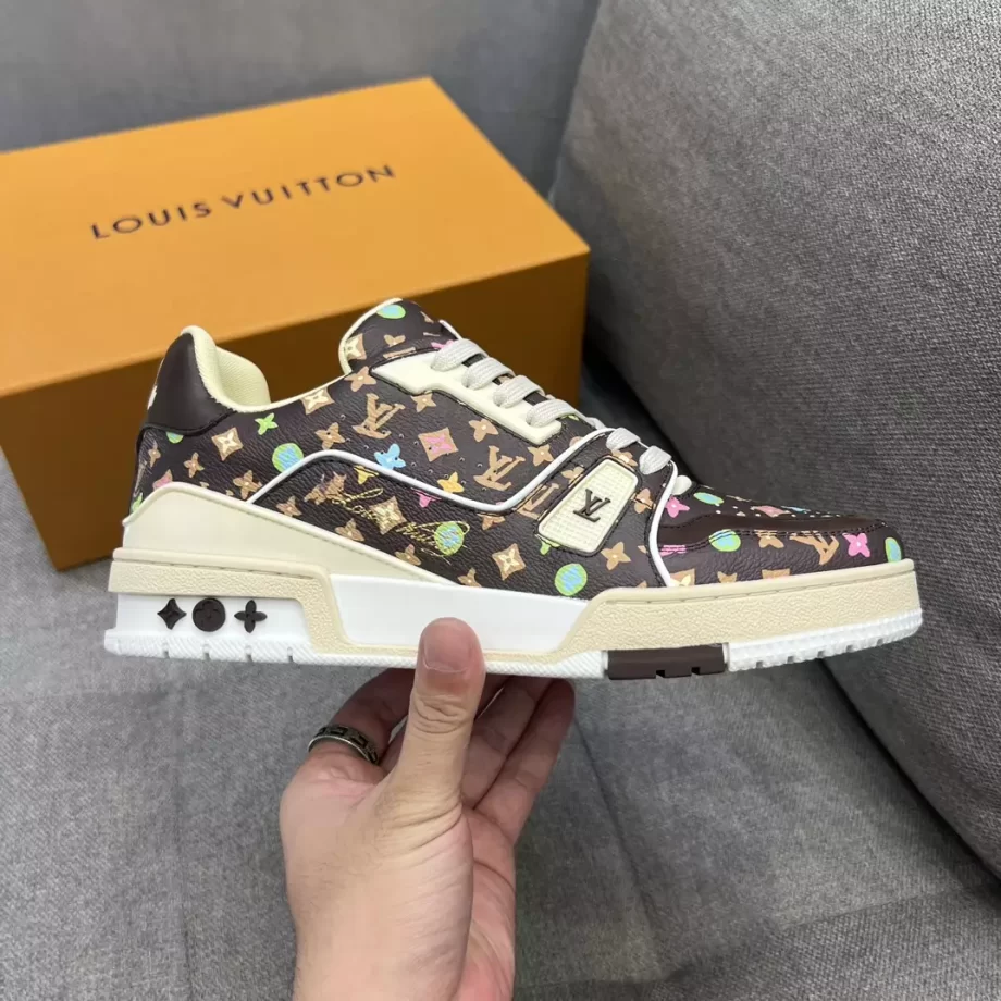 Louis Vuitton x Tyler Moka Brown Trainer Sneaker Monogram Printed Grained Calf Leather - LSVT256