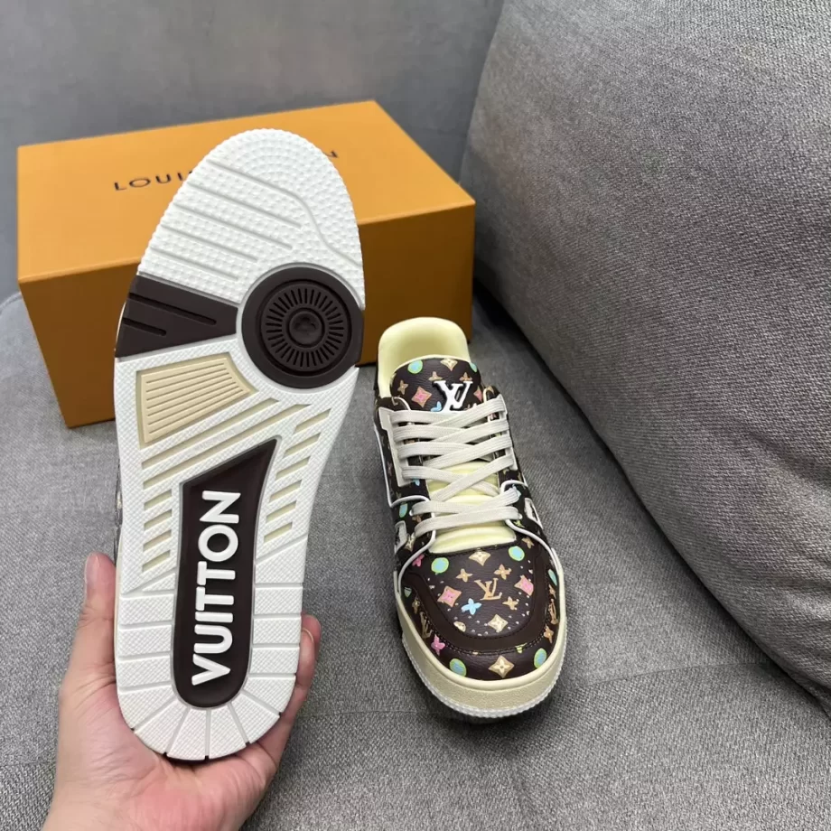 Louis Vuitton x Tyler Moka Brown Trainer Sneaker Monogram Printed Grained Calf Leather - LSVT256