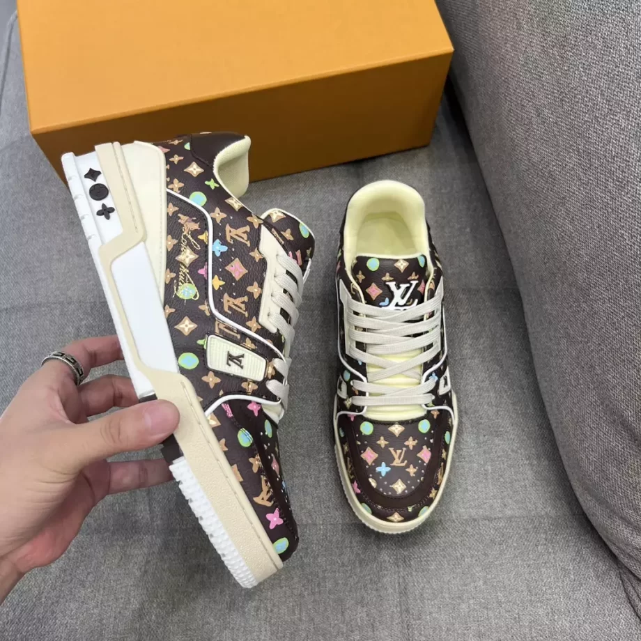 Louis Vuitton x Tyler Moka Brown Trainer Sneaker Monogram Printed Grained Calf Leather - LSVT256