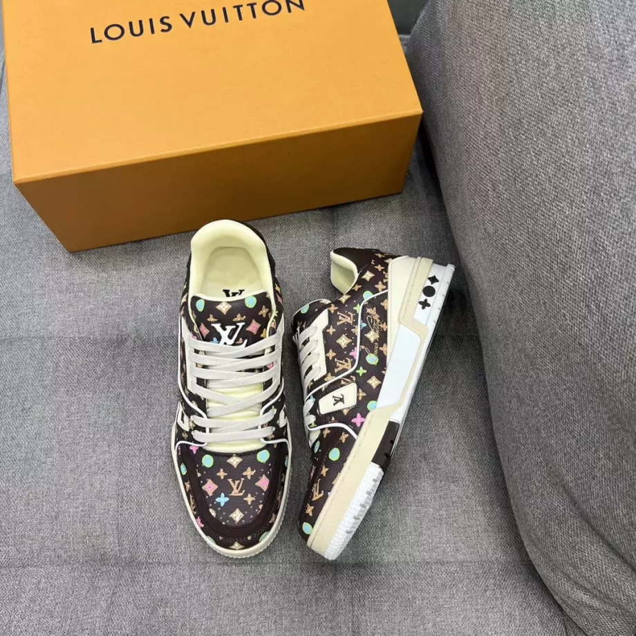 Louis Vuitton x Tyler Moka Brown Trainer Sneaker Monogram Printed Grained Calf Leather - LSVT256