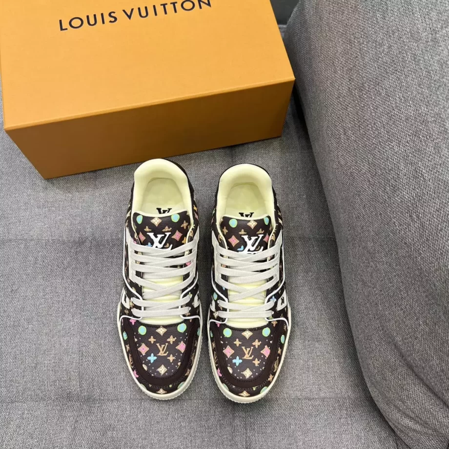 Louis Vuitton x Tyler Moka Brown Trainer Sneaker Monogram Printed Grained Calf Leather - LSVT256